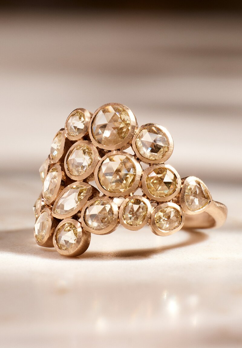 Anaconda Yellow Diamond Cluster & White Gold Explosion Ring