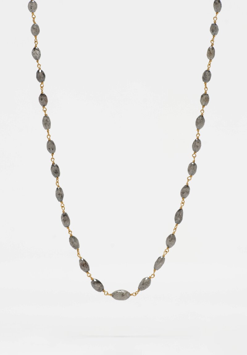 Anaconda Salt & Pepper Diamond & Gold Rosary Necklace