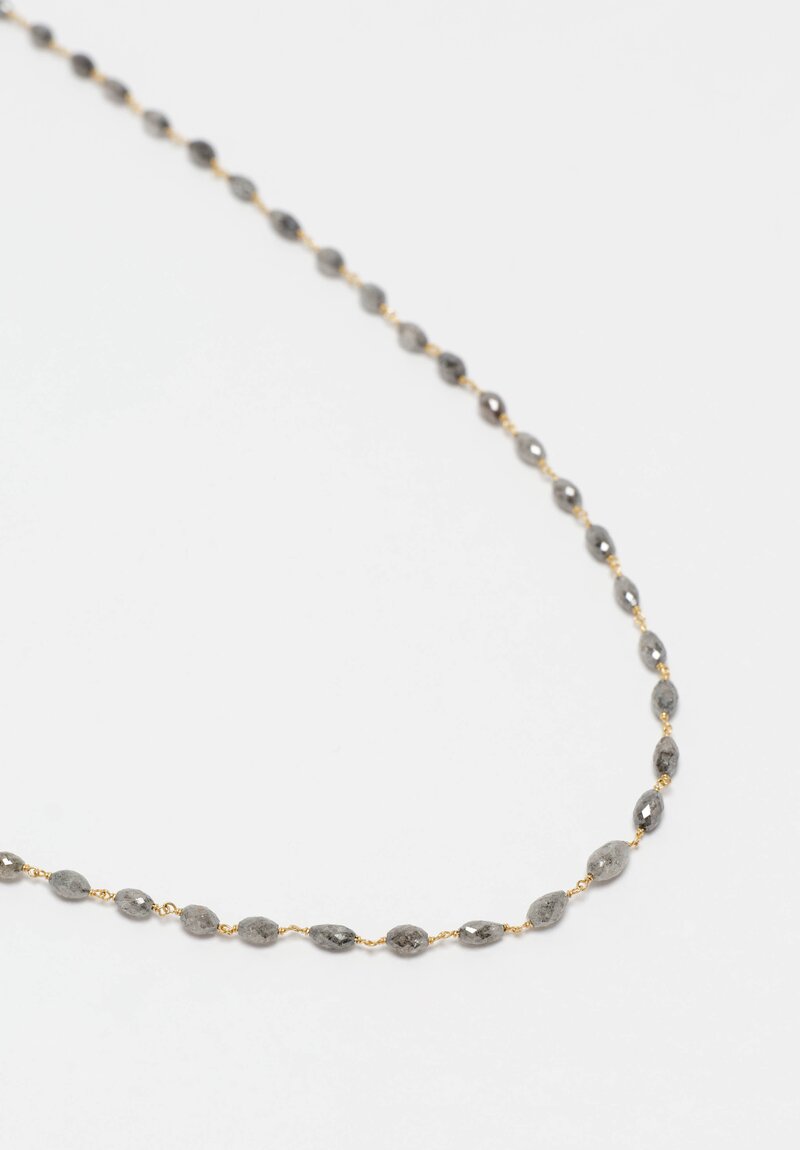 Anaconda Salt & Pepper Diamond & Gold Rosary Necklace
