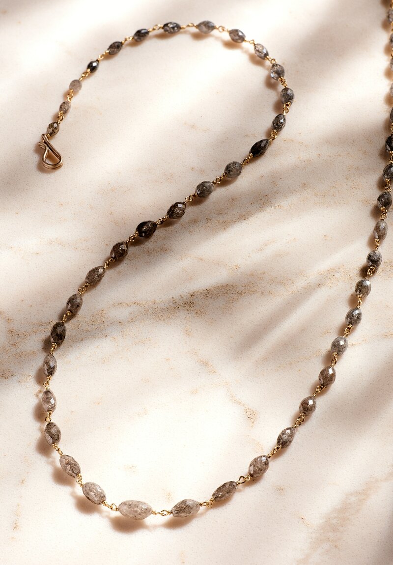Anaconda Salt & Pepper Diamond & Gold Rosary Necklace