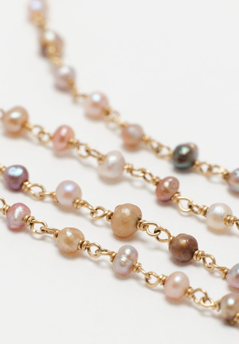 Anaconda "Gancino" Natural Pearl & White Gold Rosary Necklace