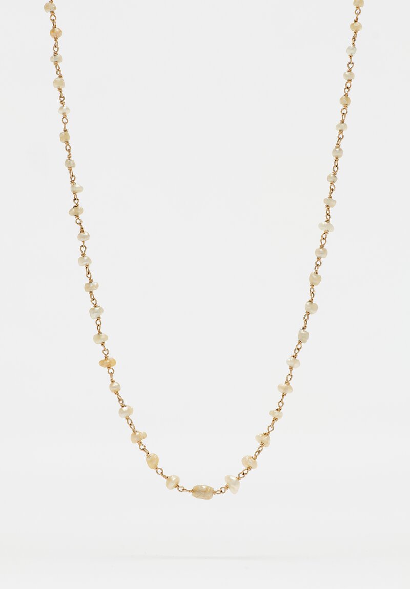 Anaconda "Gancino" Antique Pearls & White Gold Rosary Necklace
