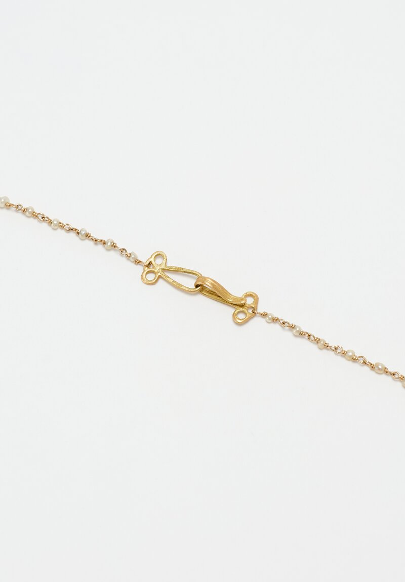 Anaconda "Gancino" Antique Pearls & White Gold Rosary Necklace