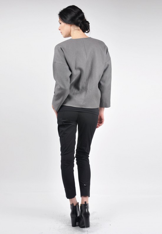 Pauw Collarless Linen Jacket in Grey