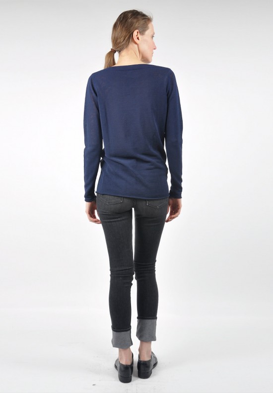 Pauw Boat Neck Linen Sweater in Navy