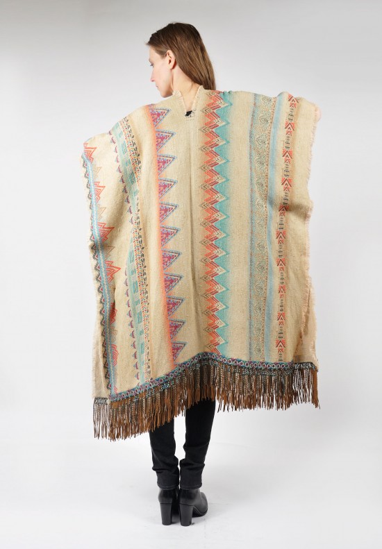 Etro Beaded Fringe Poncho in Pastel