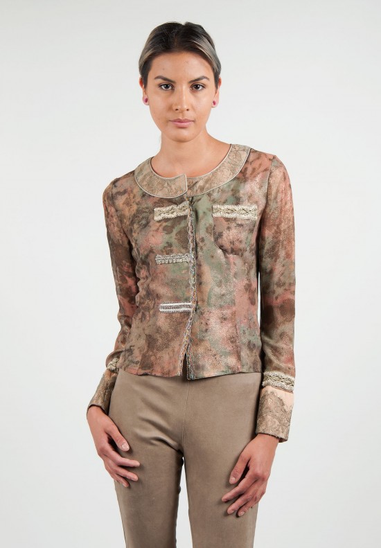 Share Sprit Sheer Lace Jacket in Rose/Green/Brown
