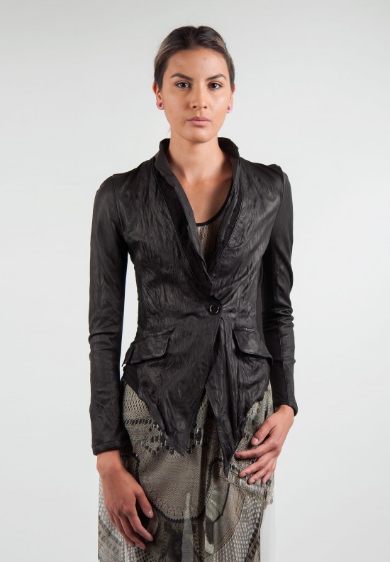 Share Spirit Sheep Leather Blazer in Black