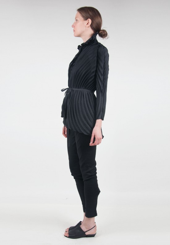 Issey Miyake Tied Pleated Jacket in Black