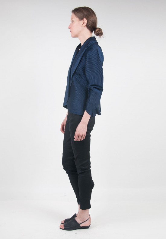 Issey Miyake Fitted Pleated Jacket in Navy