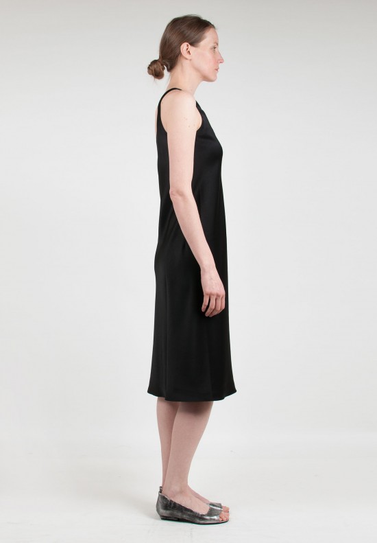 Peter Cohen Asymmetrical Satin Sheath Dress in Black