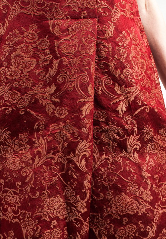 Uma Wang Ornamental Brocade Dress in Red/Tan