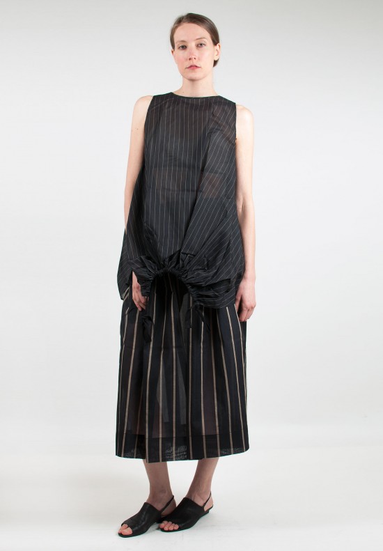 Uma Wang Striped Pleated Skirt in Black/Tan | Santa Fe Dry Goods ...