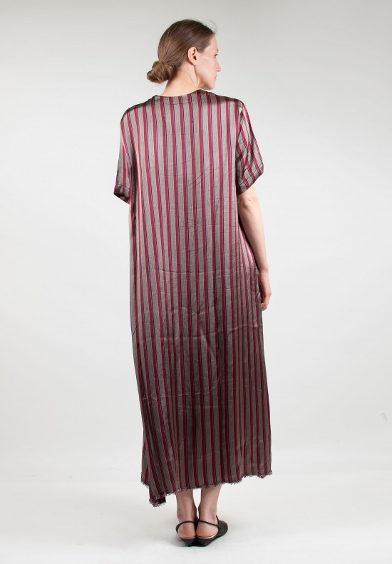 Uma Wang Striped Long Dress in Red/Tan
