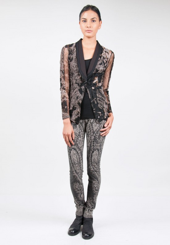 Share Spirit Sheer Lace Pattern Cardigan in Taupe/Black