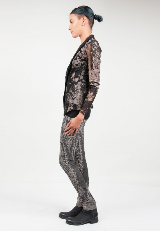 Share Spirit Sheer Lace Pattern Cardigan in Taupe/Black