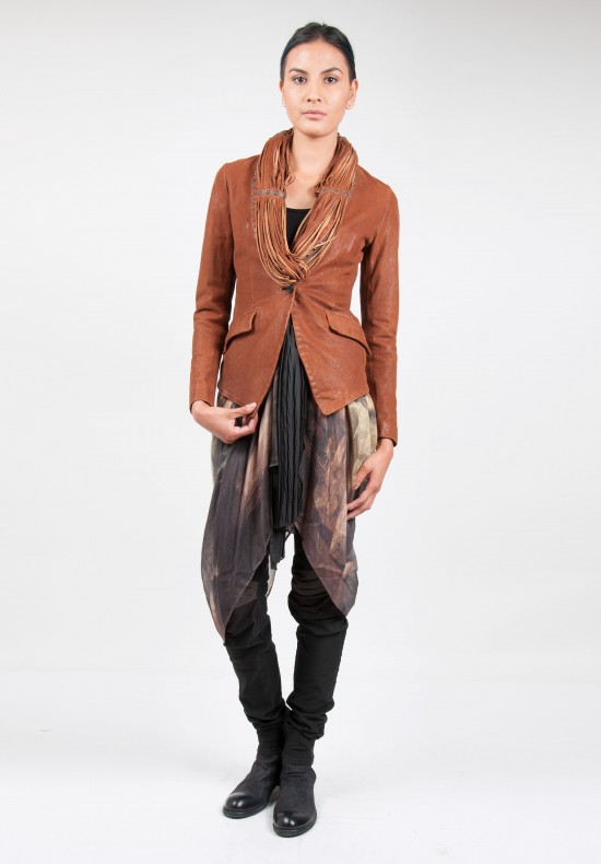 Share Spirit Fitted Fringe Leather Jacket in Brown | Santa Fe Dry ...