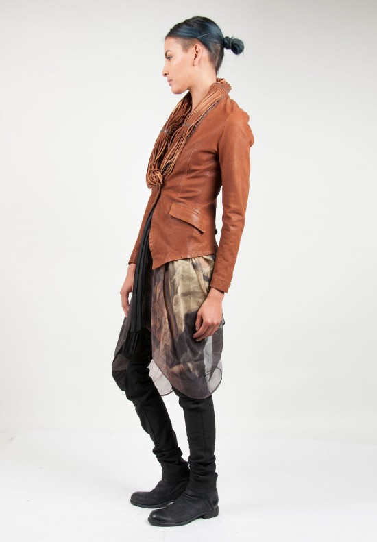 Share Spirit Fitted Fringe Leather Jacket in Brown | Santa Fe Dry