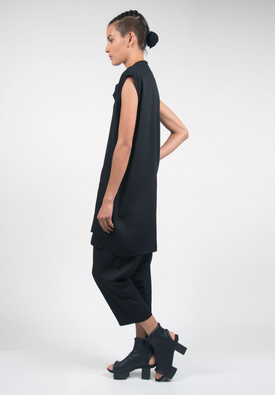  	Rick Owens Sleeveless Cowl Neck Tunic in Black