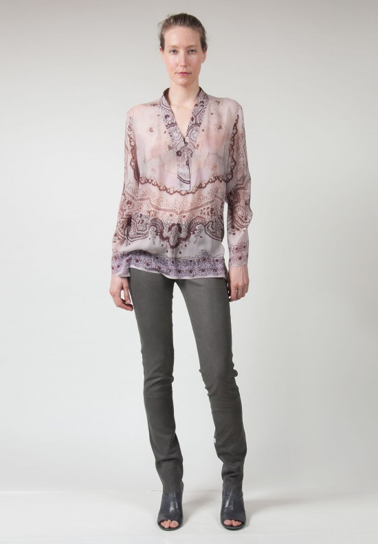  	Etro Sheer Flowy Silk Top in Mauve