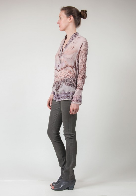  	Etro Sheer Flowy Silk Top in Mauve