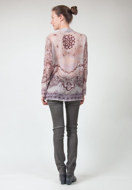  	Etro Sheer Flowy Silk Top in Mauve