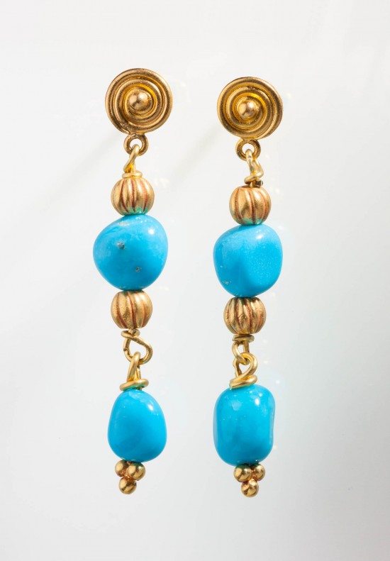Greig Porter Drop Sleeping Beauty Turquoise Post Earrings | Santa Fe ...
