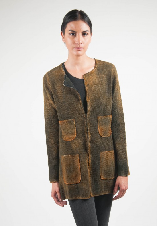  	Avant Toi Waffle Knit Jacket in Amber