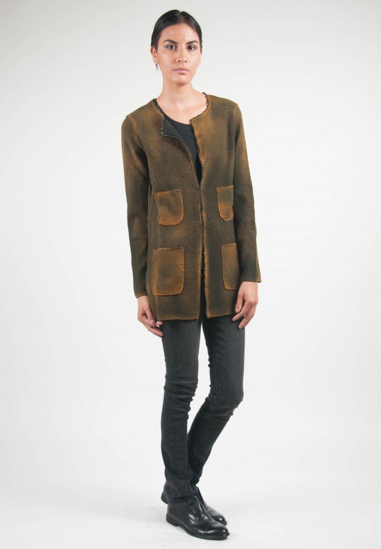  	Avant Toi Waffle Knit Jacket in Amber