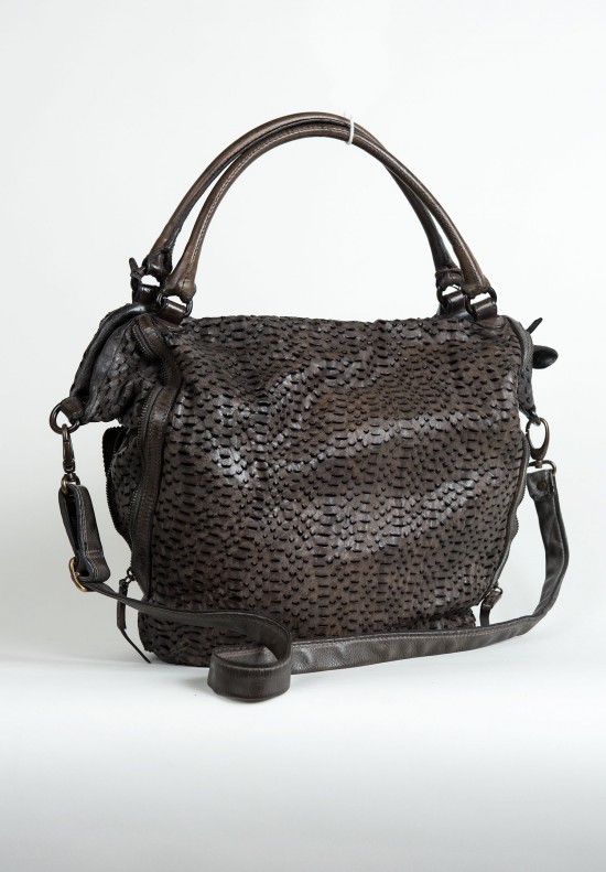  	Reptile's House Multi Perforated Medium Hobo Bag in Fumo