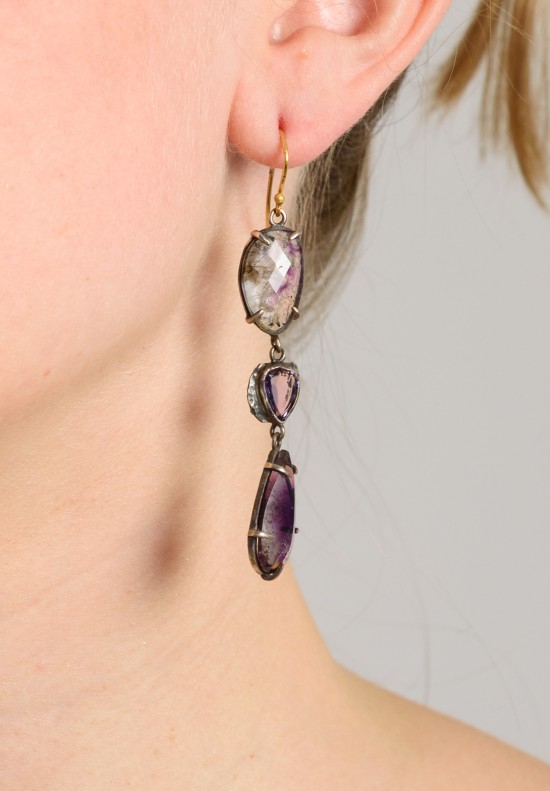 Margery Hirschey Purple Amethyst Drop Earrings	