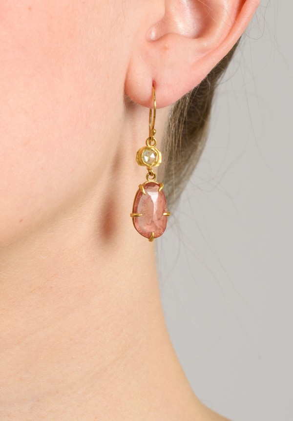 Margery Hirschey Pink Tourmaline and Diamond Earrings	