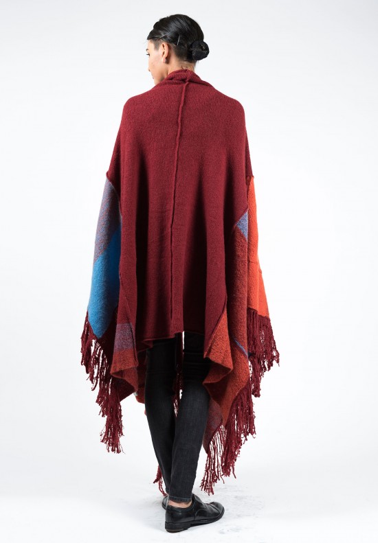 Casmari Patchwork Cashmere Poncho in Russet Red/Furnace/Indust | Santa ...