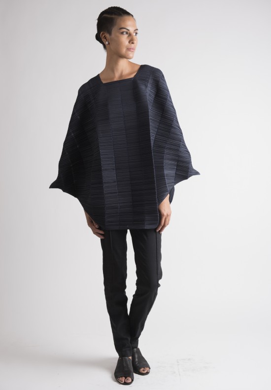 Issey Miyake Pleats Please Square Neck Top in Navy | Santa Fe Dry 