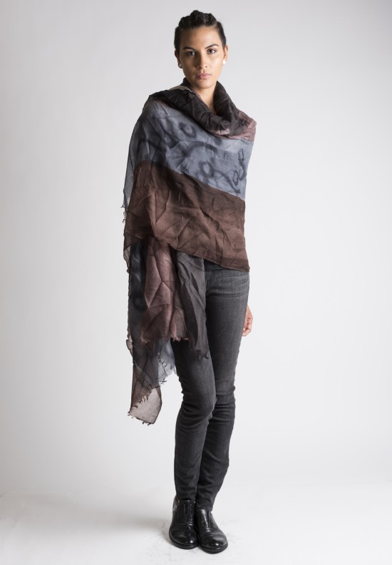  	Faliero Sarti Minno Painted Circle Virgin Wool Scarf in Grey/Rose