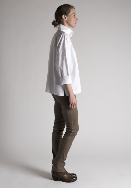 Eskandar Double Collared Imperial Mid Plus Shirt in White | Santa Fe ...