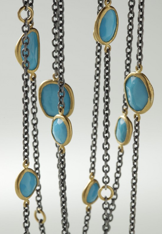 Lika Behar Sleeping Beauty Turquoise Sterling and 24k Gold Katya Necklace
