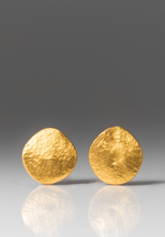 Lika Behar Hammered 24k Gold Button Omega Earrings