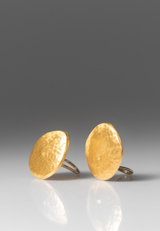 Lika Behar Hammered 24k Gold Button Omega Earrings