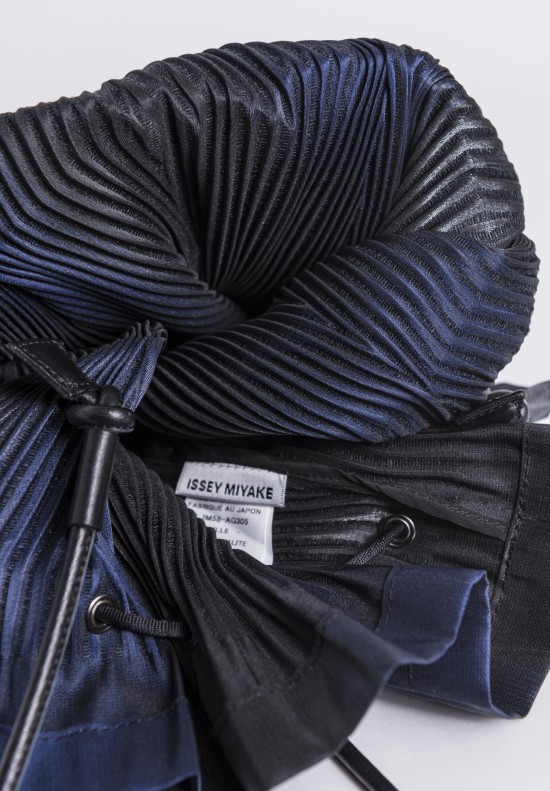  	Issey MIyake Hexagonal Pleated Pouch Handbag in Dark Navy