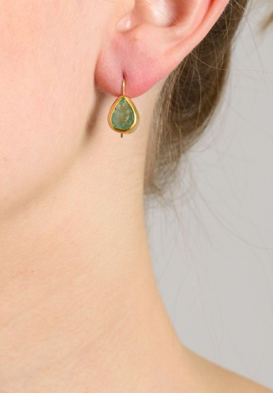 Heike Grebenstein Colombian Emerald 22k Earrings	