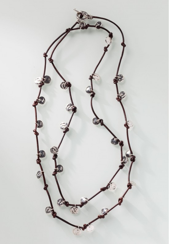Lauren & Gracia Brown Leather Sterling Silver Desert Moon Wrap Necklace