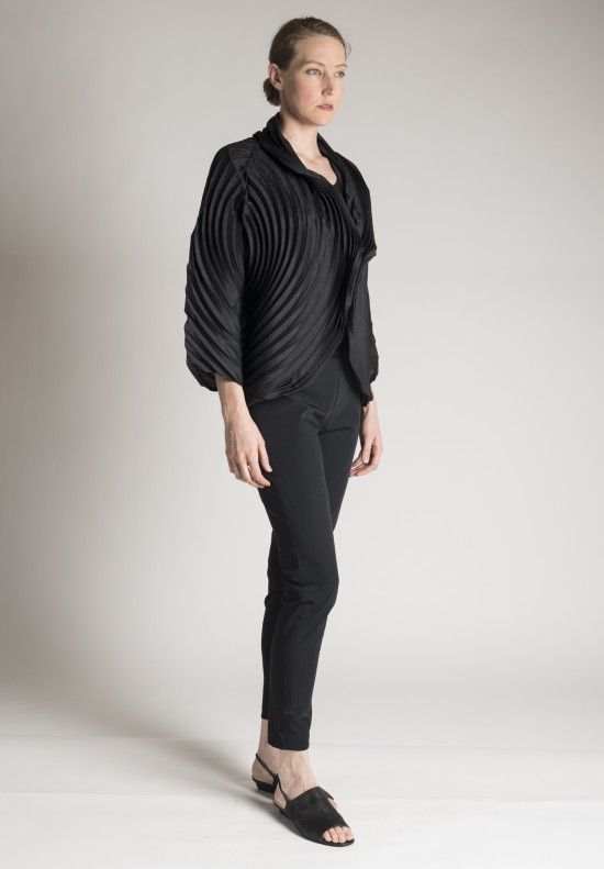 Issey Miyake Circular Pleated Cardigan in Black