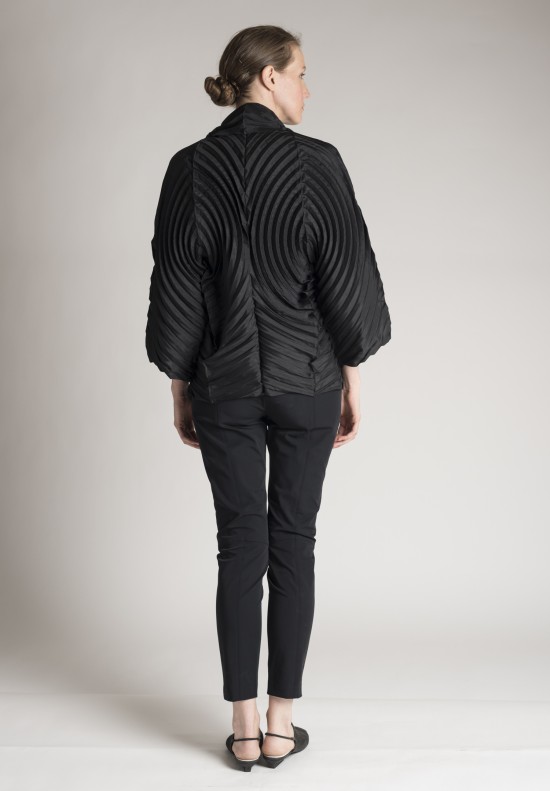 Issey Miyake Circular Pleated Cardigan in Black