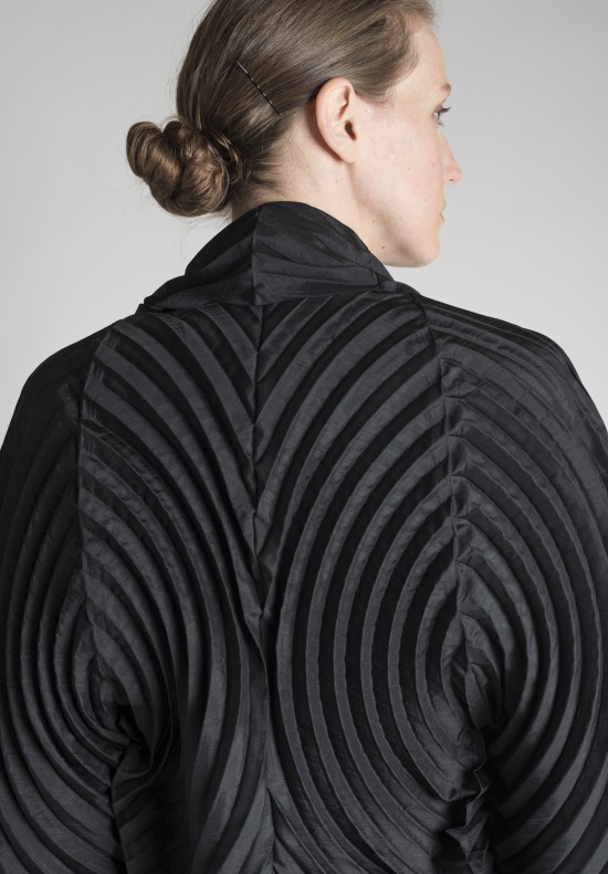 Issey Miyake Circular Pleated Cardigan in Black