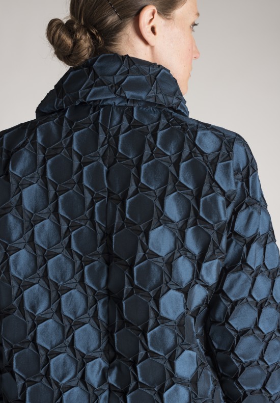 Issey Miyake Hexagonal Pleated Jacket in Teal | Santa Fe Dry Goods ...