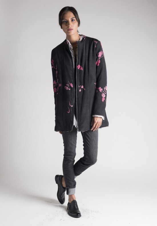 By Walid Dragon Kimono Long Classic Jacket in Almost Black | Santa Fe