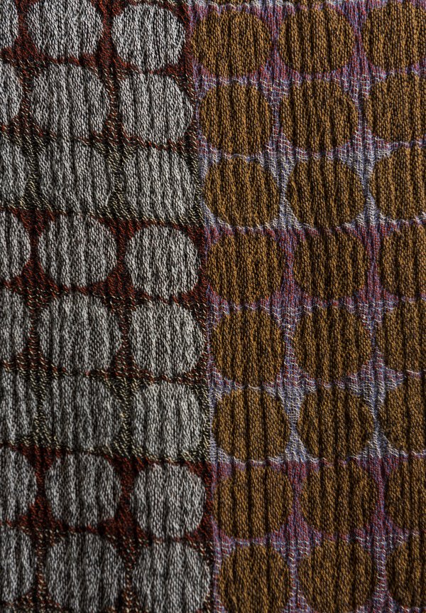 Nuno Circle Brick Pattern Wool Scarf in Red Mix