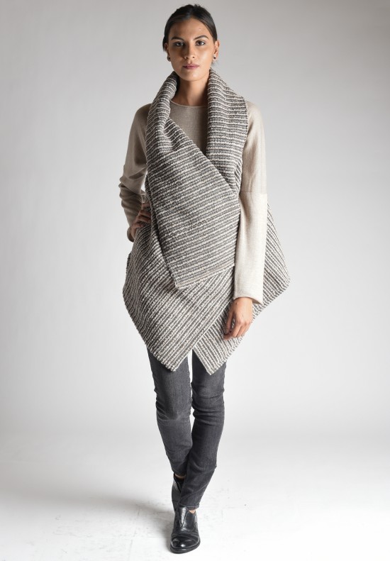 Nuno Powder Border Wide Wool Vest in Beige | Santa Fe Dry Goods ...