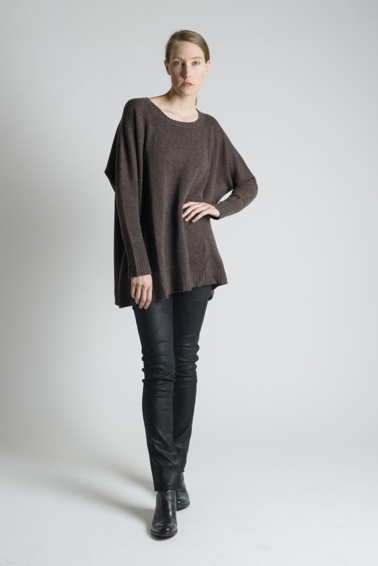 Hania by Anya Cole Thick Knit Crew Neck Cashmere Sweater in Porcupine ...